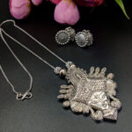 Jewels Maze -Goddess Durga Face Chain Necklace With Jhumka Earrings