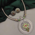 Jewels Maze - Tribal Inspired, Hasli Necklace Set with Earrings